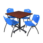 Regency Kobe Versatile Square X - Base Breakroom Table with 4 M Stack Chairs 36