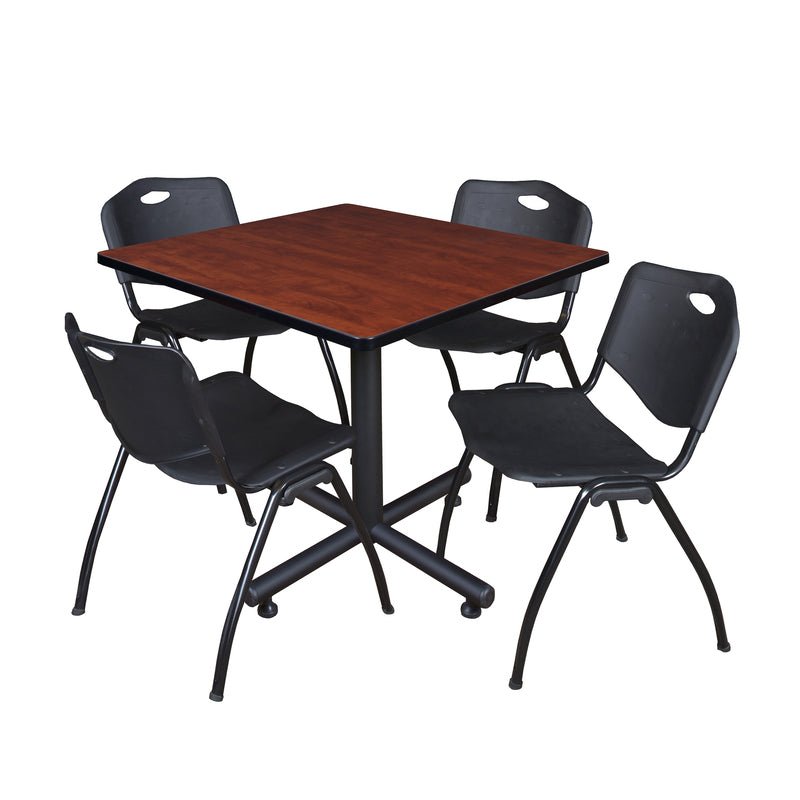 Regency Kobe Versatile Square X - Base Breakroom Table with 4 M Stack Chairs 36" W x 36" D x 29" H (REG - TKB3636 - 47) - SchoolOutlet