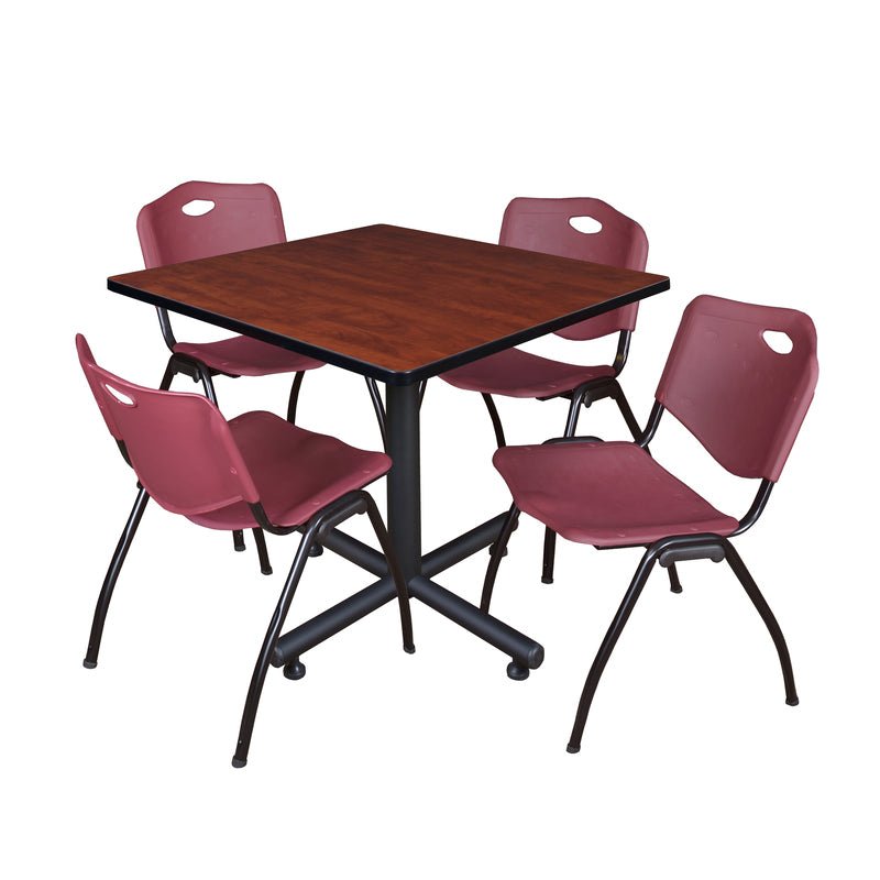 Regency Kobe Versatile Square X - Base Breakroom Table with 4 M Stack Chairs 36" W x 36" D x 29" H (REG - TKB3636 - 47) - SchoolOutlet