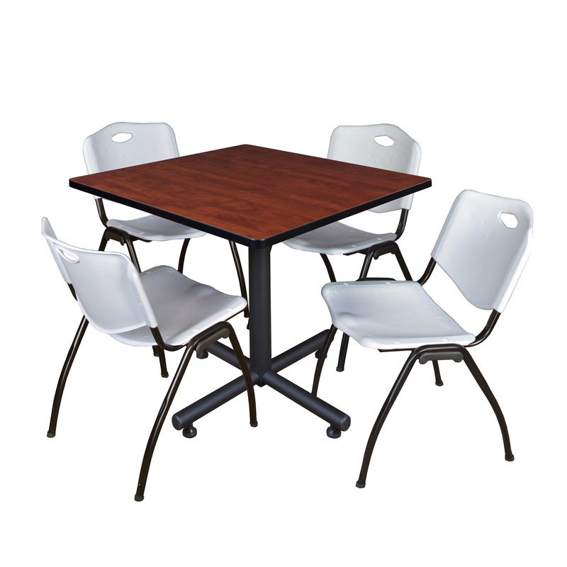 Regency Kobe Versatile Square X - Base Breakroom Table with 4 M Stack Chairs 36" W x 36" D x 29" H (REG - TKB3636 - 47) - SchoolOutlet