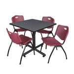 Regency Kobe Versatile Square X - Base Breakroom Table with 4 M Stack Chairs 36
