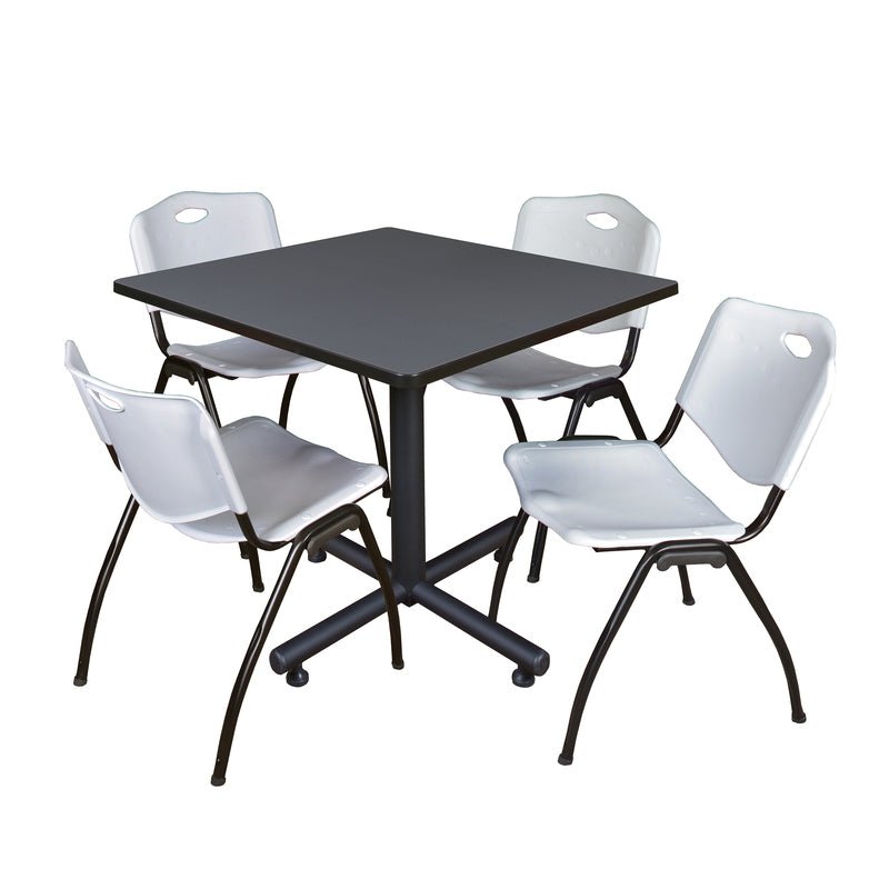 Regency Kobe Versatile Square X - Base Breakroom Table with 4 M Stack Chairs 36" W x 36" D x 29" H (REG - TKB3636 - 47) - SchoolOutlet
