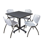 Regency Kobe Versatile Square X - Base Breakroom Table with 4 M Stack Chairs 36