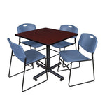 Regency Kobe High Capacity Square X - Base Breakroom Table with 4 Zeng Stack Chairs 36