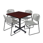 Regency Kobe High Capacity Square X - Base Breakroom Table with 4 Zeng Stack Chairs 36