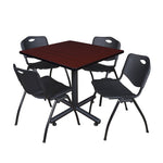 Regency Kobe Versatile Square X - Base Breakroom Table with 4 M Stack Chairs 36