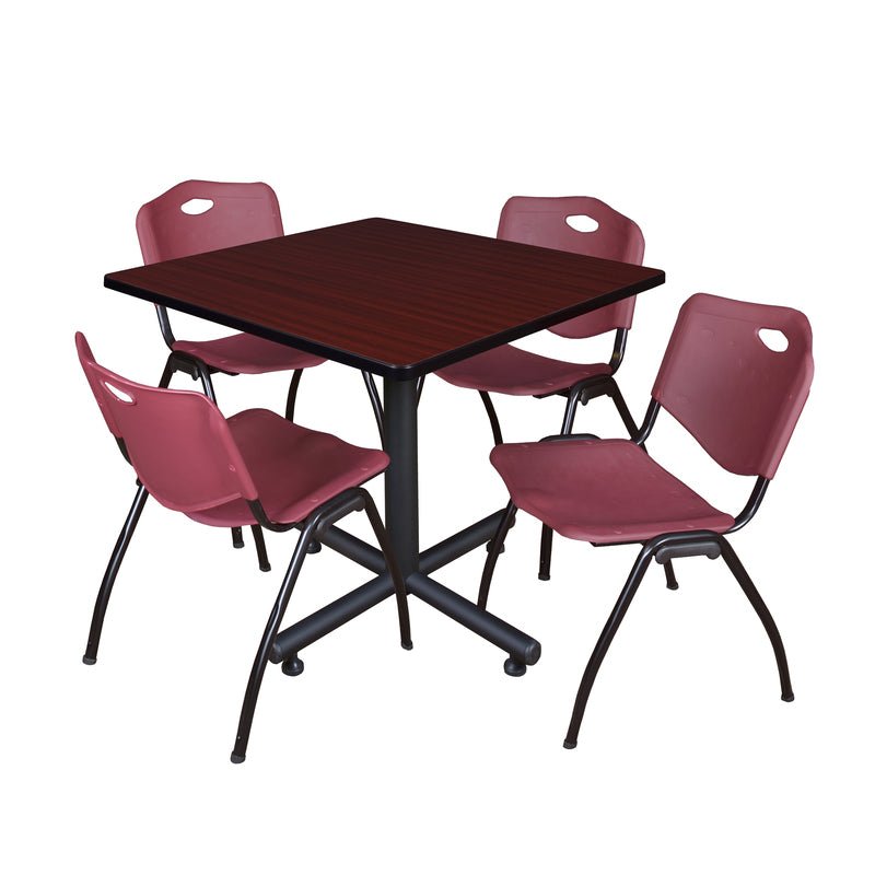 Regency Kobe Versatile Square X - Base Breakroom Table with 4 M Stack Chairs 36" W x 36" D x 29" H (REG - TKB3636 - 47) - SchoolOutlet