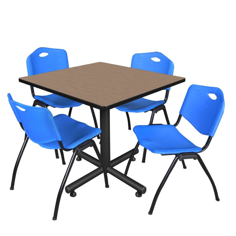 Regency Kobe Versatile Square X - Base Breakroom Table with 4 M Stack Chairs 36" W x 36" D x 29" H (REG - TKB3636 - 47) - SchoolOutlet