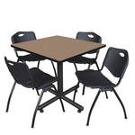 Regency Kobe Versatile Square X - Base Breakroom Table with 4 M Stack Chairs 36