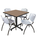 Regency Kobe Versatile Square X - Base Breakroom Table with 4 M Stack Chairs 36