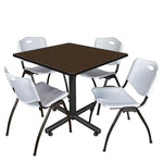 Regency Kobe Versatile Square X - Base Breakroom Table with 4 M Stack Chairs 36