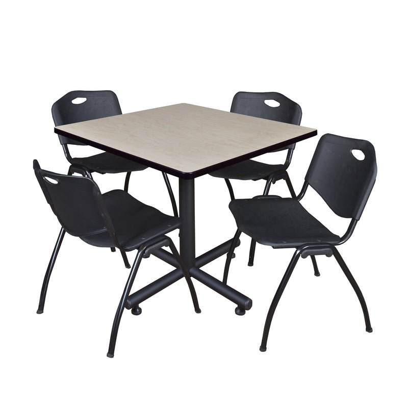 Regency Kobe Versatile Square X - Base Breakroom Table with 4 M Stack Chairs 36" W x 36" D x 29" H (REG - TKB3636 - 47) - SchoolOutlet