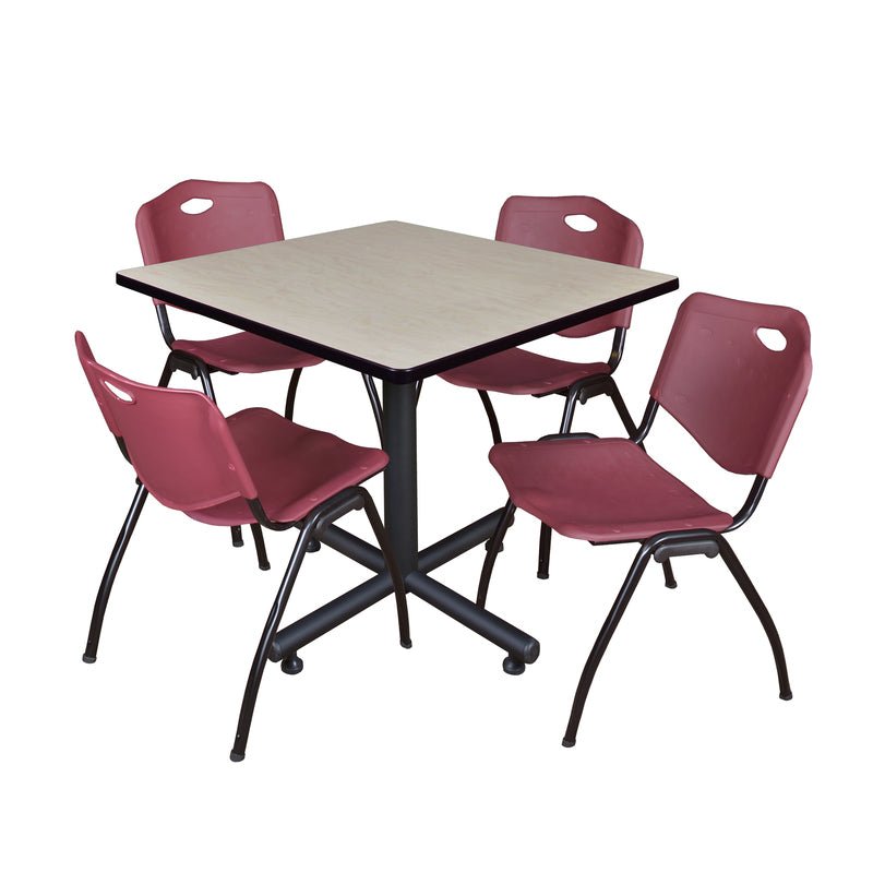 Regency Kobe Versatile Square X - Base Breakroom Table with 4 M Stack Chairs 36" W x 36" D x 29" H (REG - TKB3636 - 47) - SchoolOutlet