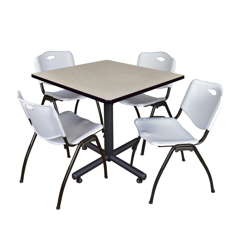 Regency Kobe Versatile Square X - Base Breakroom Table with 4 M Stack Chairs 36" W x 36" D x 29" H (REG - TKB3636 - 47) - SchoolOutlet