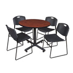Regency Kobe Heavy Duty Round X - Base Breakroom Table with 4 Zeng Stack Chairs 36