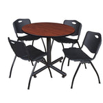 Regency Kobe Ergonomic Round X - Base Breakroom Table with 4 M Stack Chairs 36