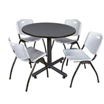 Regency Kobe Ergonomic Round X - Base Breakroom Table with 4 M Stack Chairs 36