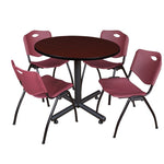 Regency Kobe Ergonomic Round X - Base Breakroom Table with 4 M Stack Chairs 36