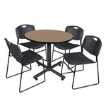 Regency Kobe Heavy Duty Round X - Base Breakroom Table with 4 Zeng Stack Chairs 36