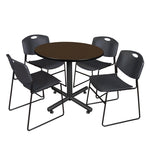 Regency Kobe Heavy Duty Round X - Base Breakroom Table with 4 Zeng Stack Chairs 36
