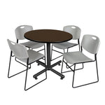 Regency Kobe Heavy Duty Round X - Base Breakroom Table with 4 Zeng Stack Chairs 36