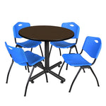 Regency Kobe Ergonomic Round X - Base Breakroom Table with 4 M Stack Chairs 36