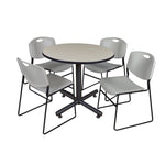 Regency Kobe Heavy Duty Round X - Base Breakroom Table with 4 Zeng Stack Chairs 36