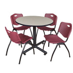 Regency Kobe Ergonomic Round X - Base Breakroom Table with 4 M Stack Chairs 36