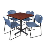 Regency Kobe Spacious Square X - Base Breakroom Table with 4 Zeng Stack Chairs 42