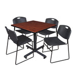 Regency Kobe Spacious Square X - Base Breakroom Table with 4 Zeng Stack Chairs 42