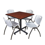 Regency Kobe Multiuse Square X - Base Breakroom Table with 4 M Stack Chairs 42