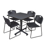 Regency Kobe Spacious Square X - Base Breakroom Table with 4 Zeng Stack Chairs 42