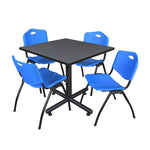 Regency Kobe Multiuse Square X - Base Breakroom Table with 4 M Stack Chairs 42