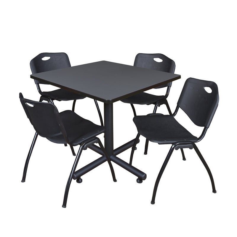 Regency Kobe Multiuse Square X - Base Breakroom Table with 4 M Stack Chairs 42" W x 42" D x 29" H (REG - TKB4242 - 47) - SchoolOutlet