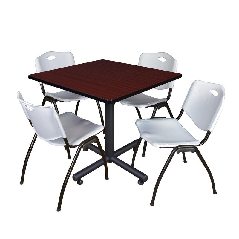Regency Kobe Multiuse Square X - Base Breakroom Table with 4 M Stack Chairs 42" W x 42" D x 29" H (REG - TKB4242 - 47) - SchoolOutlet