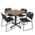 Regency Kobe Spacious Square X - Base Breakroom Table with 4 Zeng Stack Chairs 42