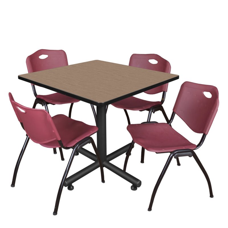 Regency Kobe Multiuse Square X - Base Breakroom Table with 4 M Stack Chairs 42" W x 42" D x 29" H (REG - TKB4242 - 47) - SchoolOutlet