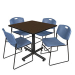 Regency Kobe Spacious Square X - Base Breakroom Table with 4 Zeng Stack Chairs 42
