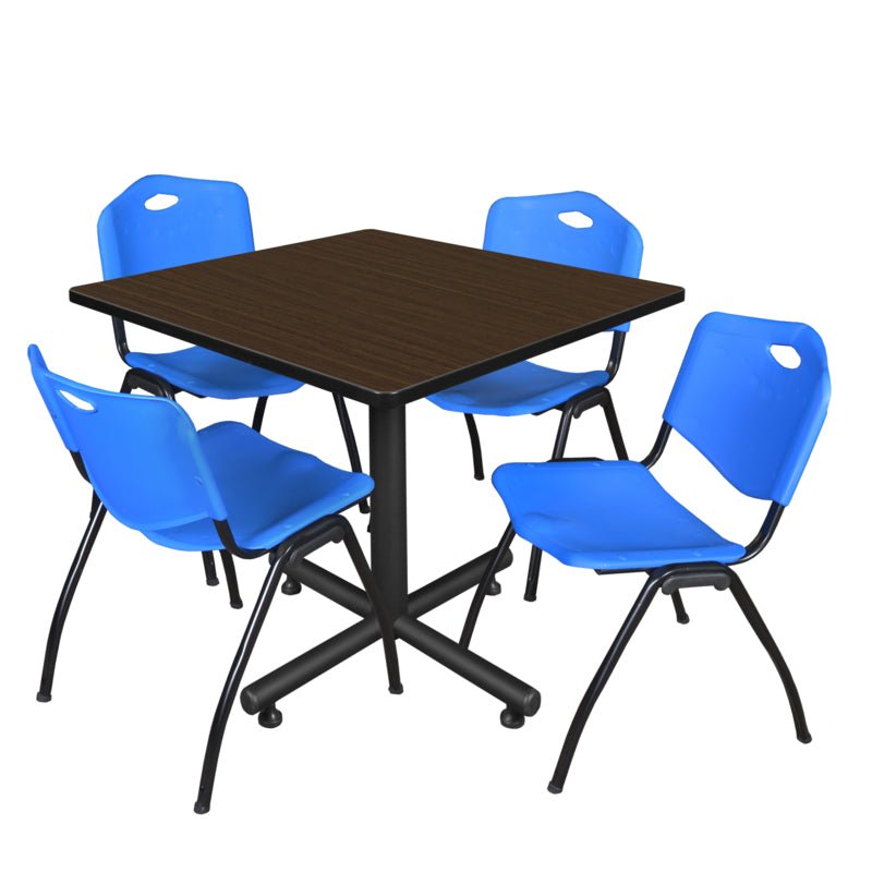 Regency Kobe Multiuse Square X - Base Breakroom Table with 4 M Stack Chairs 42" W x 42" D x 29" H (REG - TKB4242 - 47) - SchoolOutlet