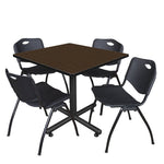 Regency Kobe Multiuse Square X - Base Breakroom Table with 4 M Stack Chairs 42