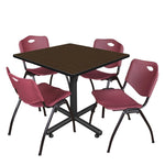 Regency Kobe Multiuse Square X - Base Breakroom Table with 4 M Stack Chairs 42
