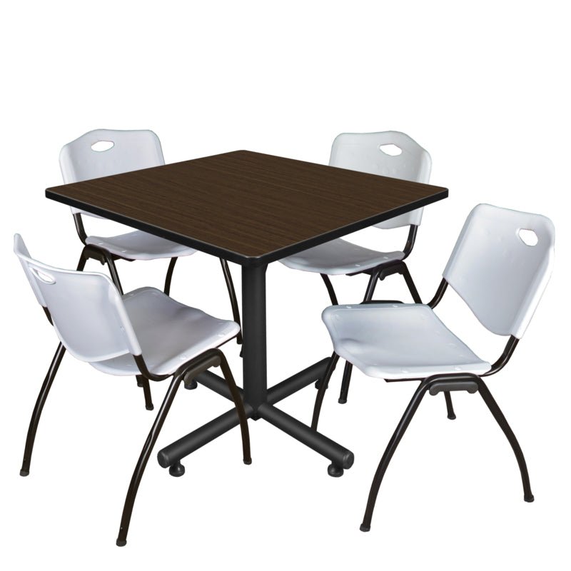 Regency Kobe Multiuse Square X - Base Breakroom Table with 4 M Stack Chairs 42" W x 42" D x 29" H (REG - TKB4242 - 47) - SchoolOutlet