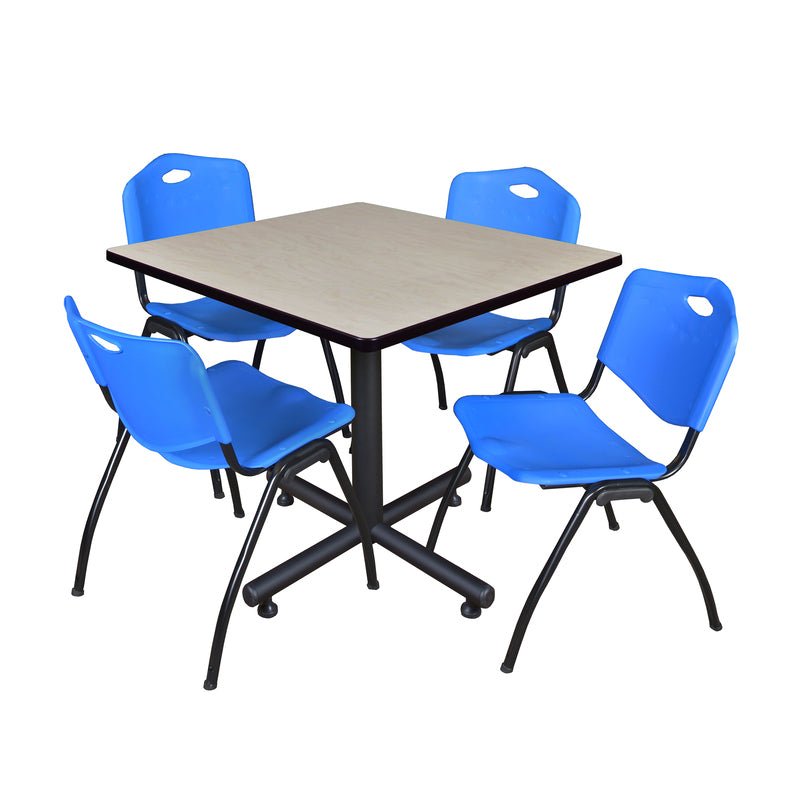 Regency Kobe Multiuse Square X - Base Breakroom Table with 4 M Stack Chairs 42" W x 42" D x 29" H (REG - TKB4242 - 47) - SchoolOutlet