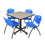 Regency Kobe Multiuse Square X - Base Breakroom Table with 4 M Stack Chairs 42
