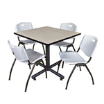 Regency Kobe Multiuse Square X - Base Breakroom Table with 4 M Stack Chairs 42