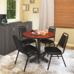 Regency Kobe Professional Round X - Base Breakroom Table with 4 Black Restaurant Stack Chairs 42