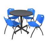 Regency Kobe Ergonomic Round X - Base Breakroom Table with 4 M Stack Chairs 42
