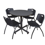 Regency Kobe Ergonomic Round X - Base Breakroom Table with 4 M Stack Chairs 42