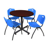Regency Kobe Ergonomic Round X - Base Breakroom Table with 4 M Stack Chairs 42
