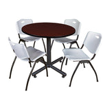 Regency Kobe Ergonomic Round X - Base Breakroom Table with 4 M Stack Chairs 42